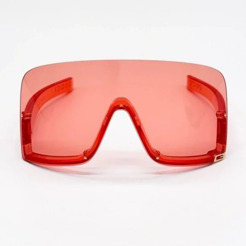 NEW GUCCI RED FASHION SHOW MASK SUNGLASSES GUCCI SHIELD EYEWEAR - Picture 2 of 4